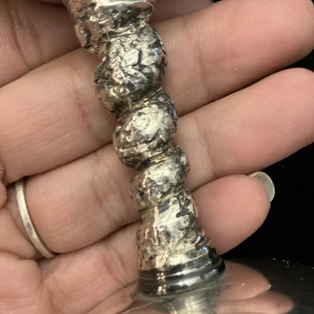 Set Of 2 VTG Silver Tone Twisted Stem Wine Goblets Valero Spain Polished Barware